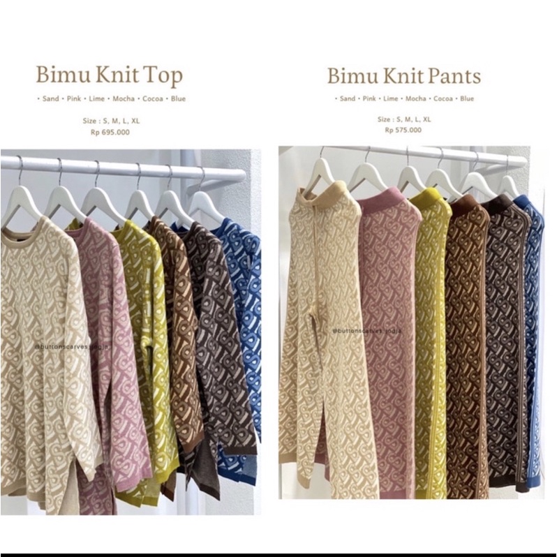 Bimu Knit Top Pants Benang Jarum Buttonscraves READY STOK