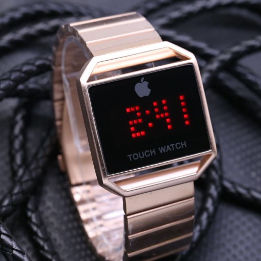Jam Tangan Pria / Cowok Iphone Watch LED 03 Rantai Rosegold