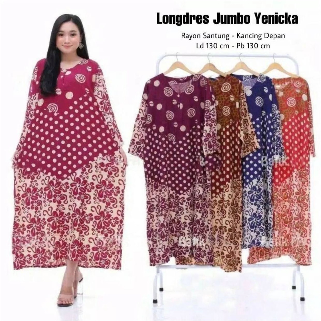 Daster Jumbo Longdress Ld 120 130 Kekinian Lengan Panjang Busui Kancing Depan Size XXL XXXL Terbaru 2021 2022 Longdres Wanita Murah Motif Baju Daster Ibu Ibu Hamil-Yenicka Warna Random