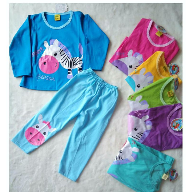 BAJU PAKAIAN SETELAN PANJANG PIYAMA TIDUR ANAK CEWEK PEREMPUAN HARIAN LUCU JONGKONG MURAH BISA COD