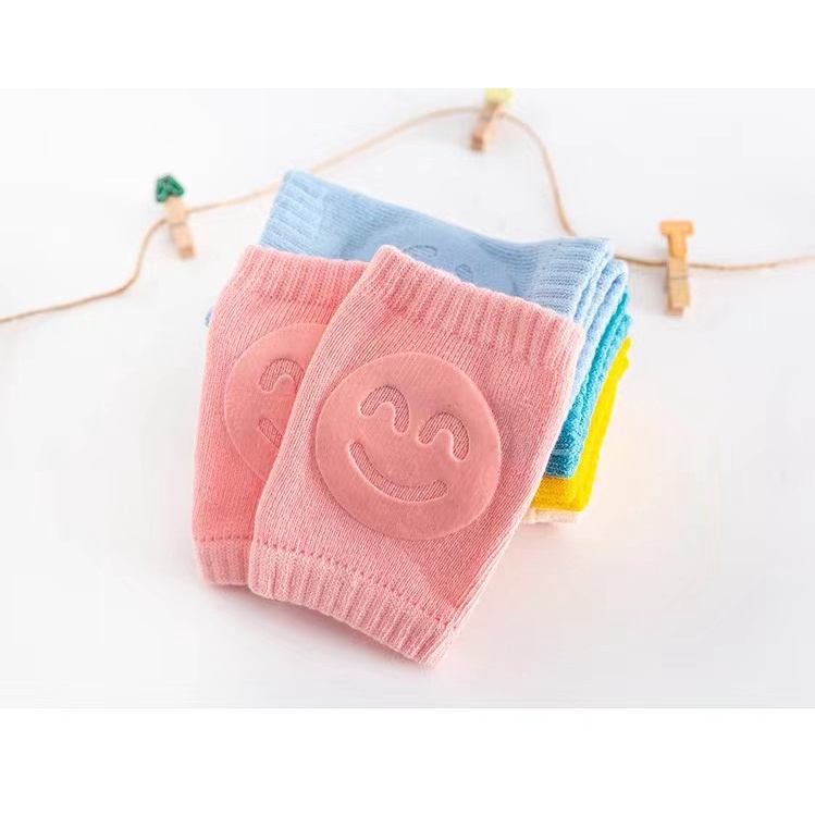 cod Pelindung Lutut Bayi Anti Slip Protector Baby Knee Pads Pelindung Lutut bayi Merangkak Baby Kneepad Motif Smile