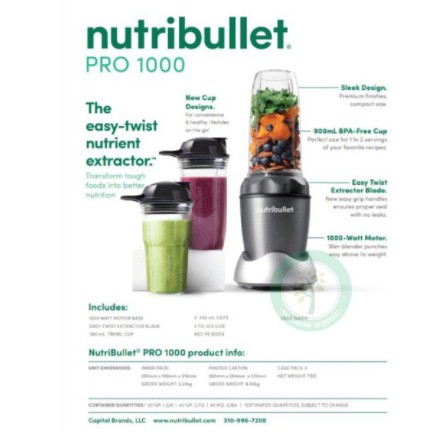 NutriBullet Pro 1000 WNutrition Extractor Nutri Bullet Blender