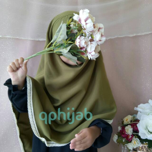 French khimar anak model lace (renda) hijab syari cadar flexible