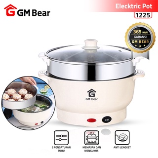 GM Bear Panci Listrik Teflon Serbaguna (2 in 1) 1225 - Electric Cooking Pot Free Steamer Stainless