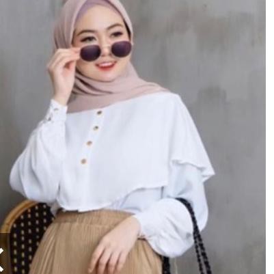 RISRUS FASHION NIKI BLOUSE WANITA DEWASA BAJU ATASAN CEWE POLOS MUSLIM CEWEK WARNA PUTIH SALEM