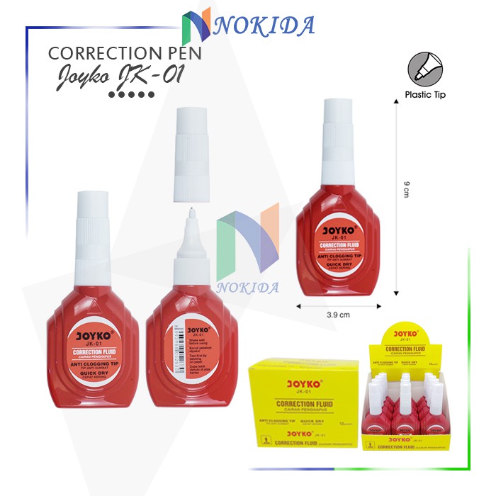

Nokida Tip Ex Pen Correction Fluid Joyko JK-01 / Ballpoint Pulpen Tape X Cair