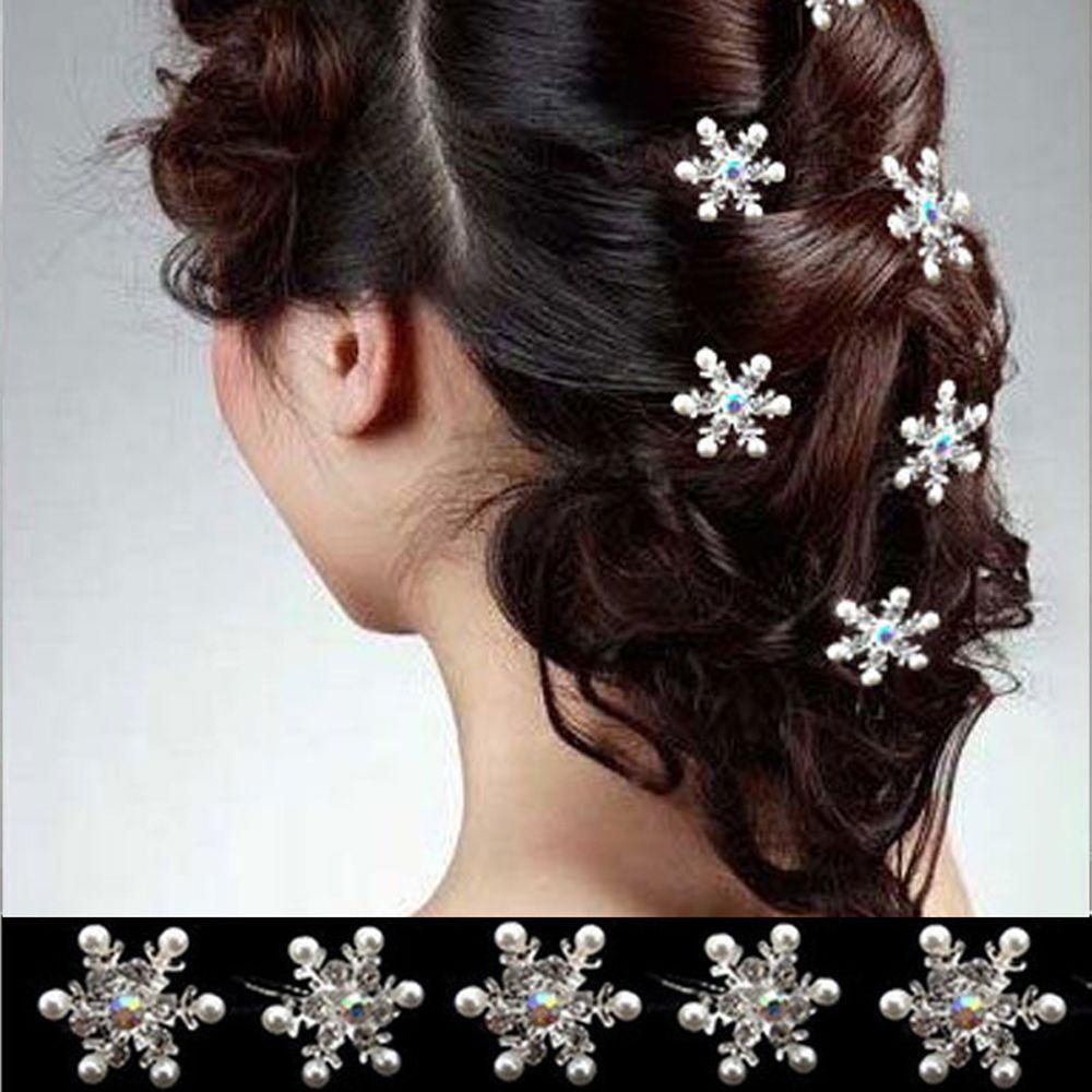 Agustinina Jepit Rambut Pesta Bridal Wedding Snowflake Headwear
