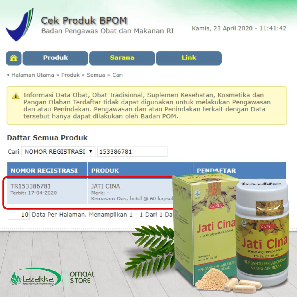 Kapsul Jati Cina | Pelangsing Herbal | obat diet | Herbal Penurun berat badan isi 60 Kapsul Tazakka