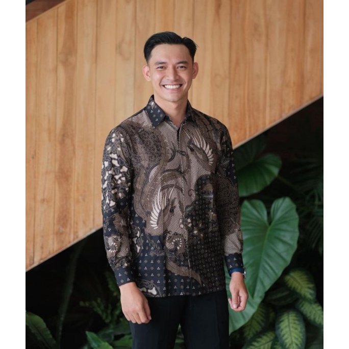 kemeja parang ijo Kemeja Batik Pria Modern Lengan Panjang Casual Modis Slim Fit Trendy Masa Kini