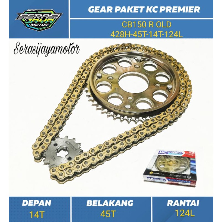 KCP GEAR PAKET CB150 R OLD (428H-45T-14T-124L) KC PREMIER GIR SET CB 150R LAMA/MEGAPRO NEW/SONIC