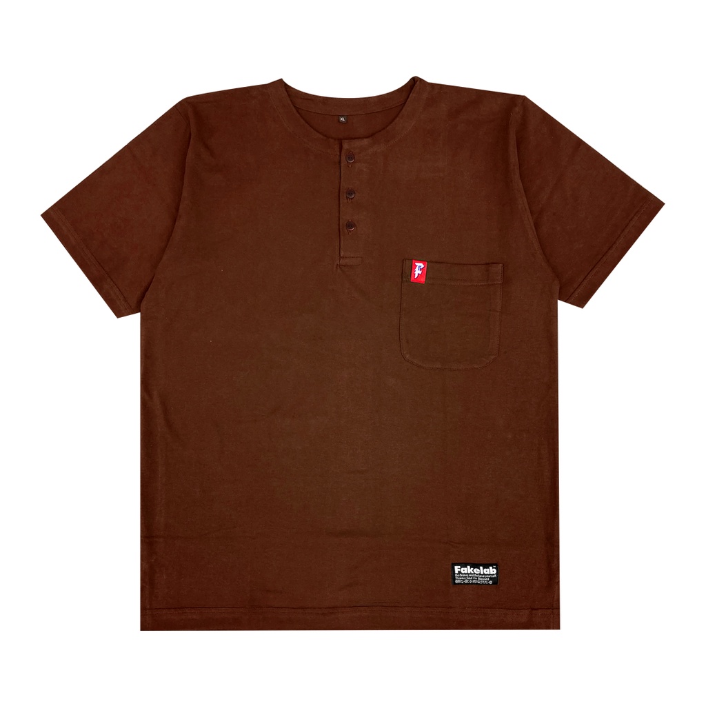 Fakelab Tshirt Koko Semua Warna / Baju Muslim Kaos Kerah Sanghai / Hitam Hijau Biru Putih Coklat Khaki-COKLAT