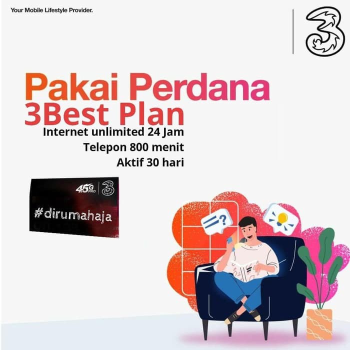 Promo Tri Sakti Perdana Tri Sapu Jagat Unlimited 24 Jam Non Stop / Kartu 3 Murah
