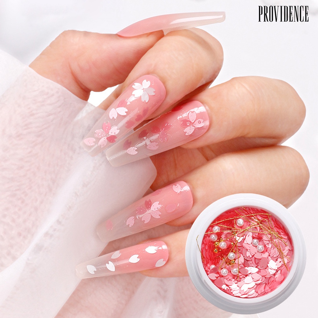 Providence Hiasan Kuku Bentuk Kelopak Bunga Sakura + Mutiara Imitasi Untuk Nail Art DIY