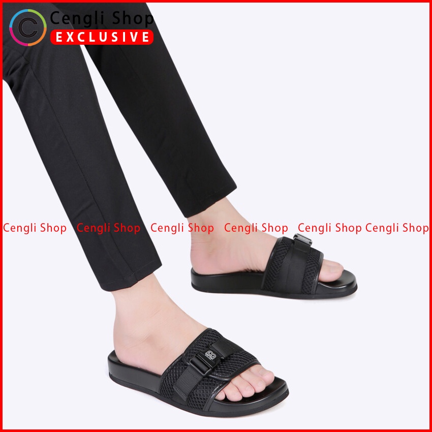 SANDAL EVERBEST PRIA ORIGINAL SLIDE CASUAL BRANDED ASLI HITAM EM00