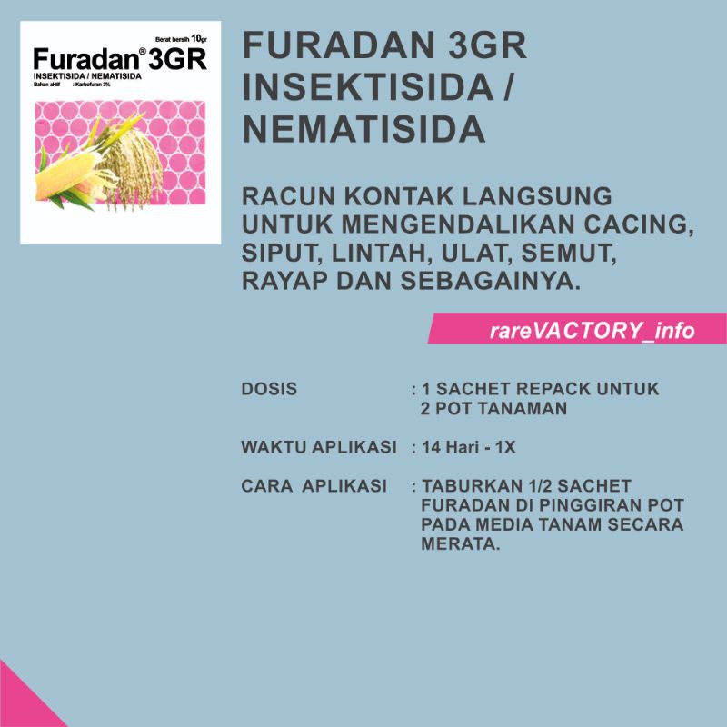 Insektisida/Nematisida Furadan 3GR Original - Pembasmi Hama Tanaman kemasan Repack 10mg