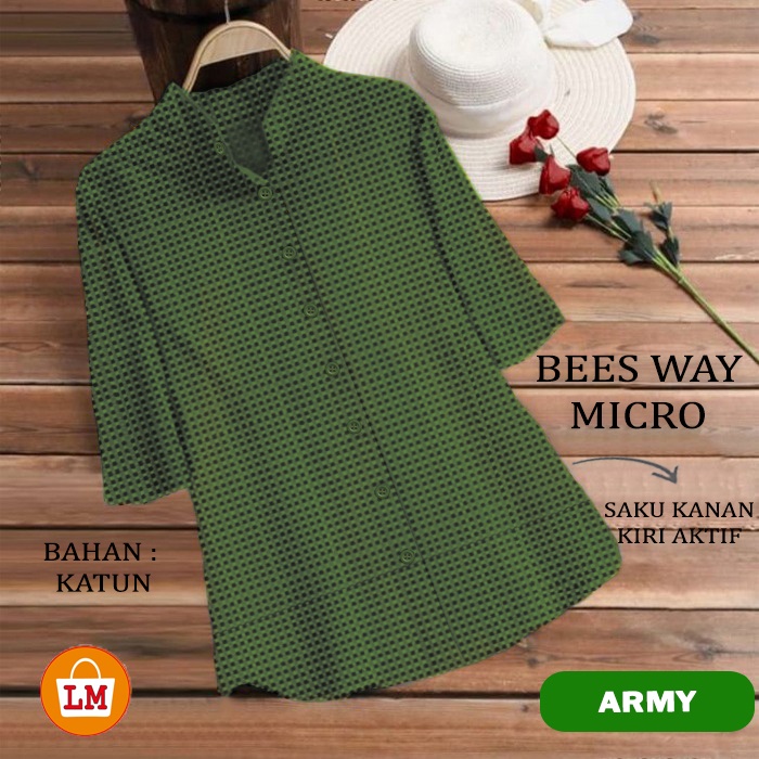 TERMURAH TERLARIS [ COD &amp; Gratis Ongkir ] Baju Atasan Blouse Wanita JUMBO TUNIK BEES WAY MICRO Motif Kotak LMS 24344 24347 24350