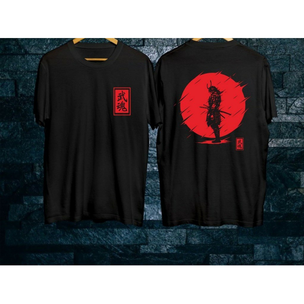 Kaos Pria Atasan Distro T-Shirt Kaos Samurai Hitam