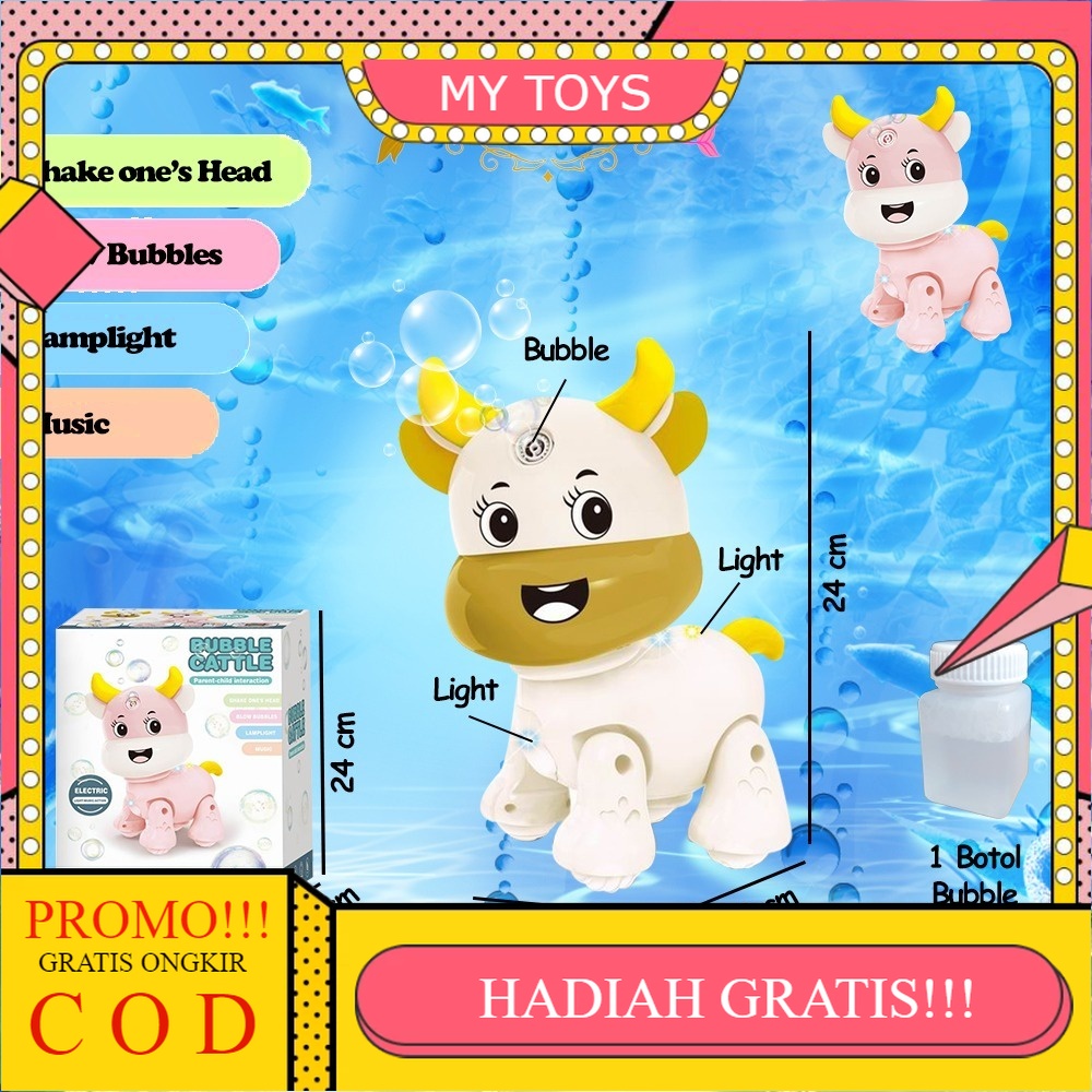Mainan maenan anak perempuan laki laki Bubble Gun karakter sapi Otomatis Mainan Anak Balon Gelembung