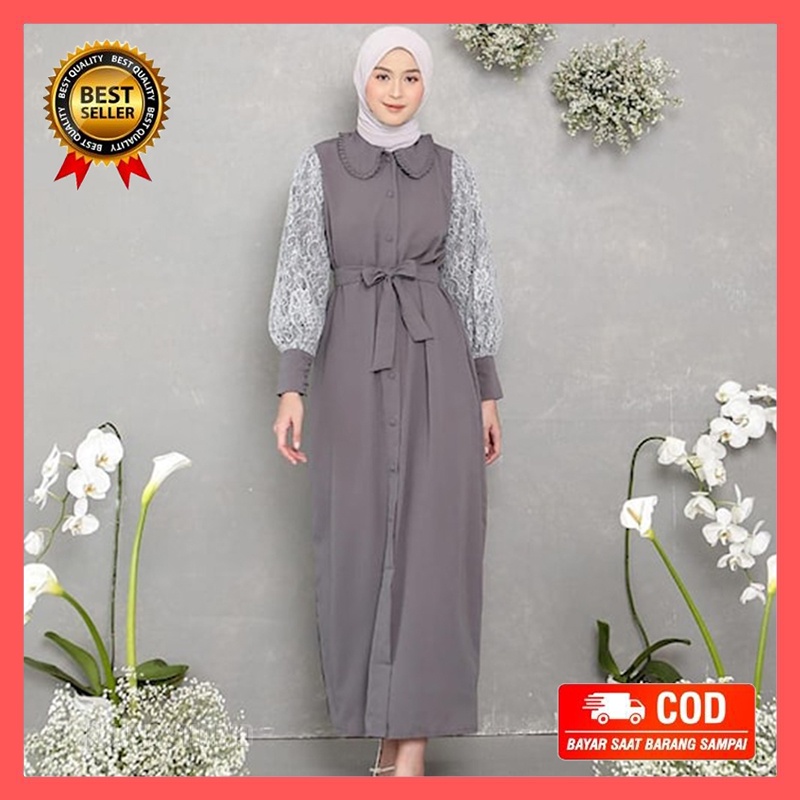 Baju Gamis Drees Stelan Pesta Lengan Panjang Wanita Remaja Dewasa Kekinian Pakaian Setelan Games Dre