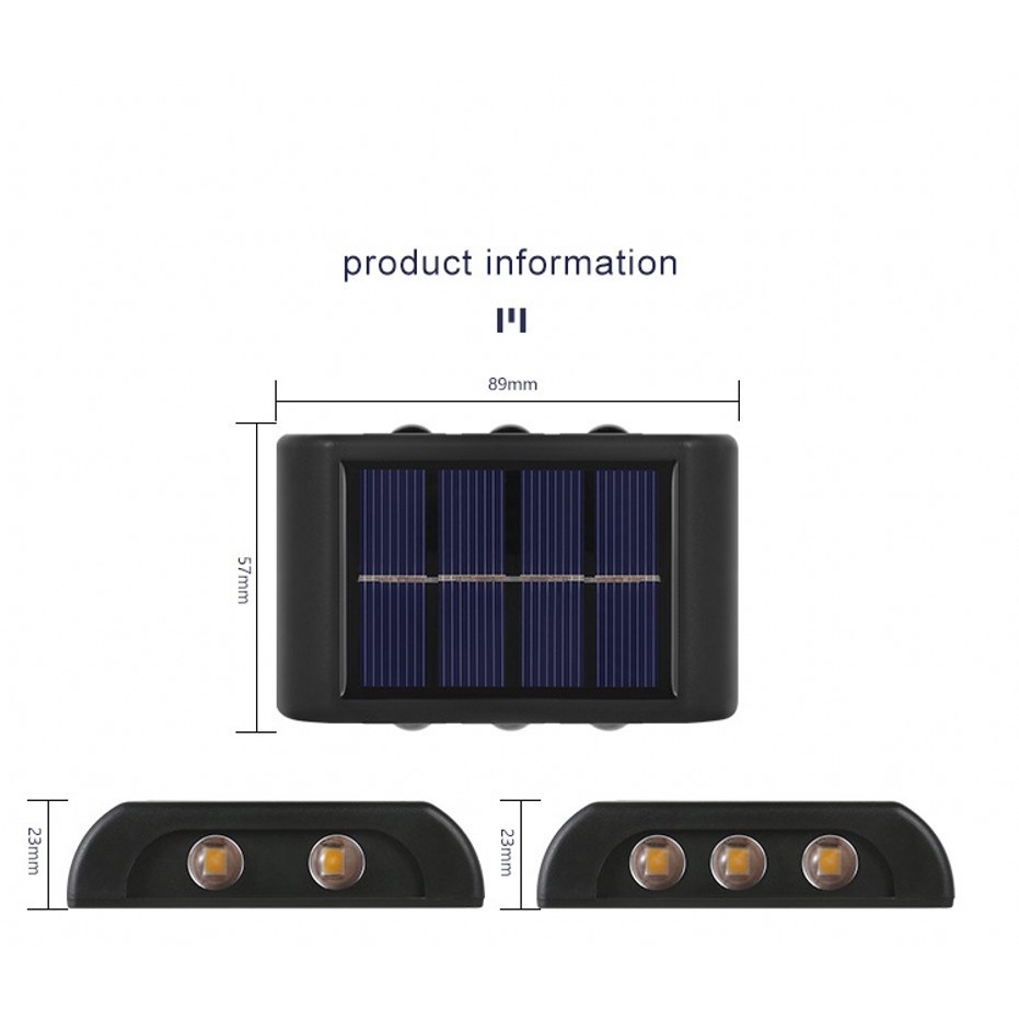 Lampu Dinding 6 LED Tenaga Surya Anti Air Untuk Dekorasi Taman Outdoor