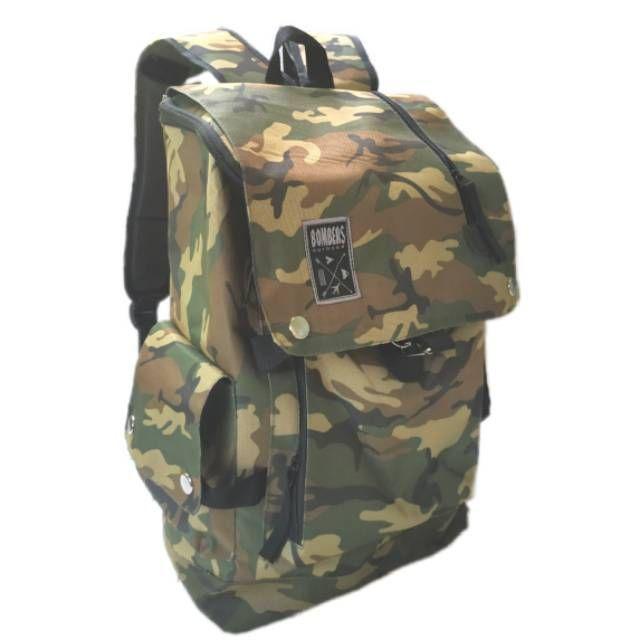 KELEAREVE Tas Sekolah Ransel Backpack Anak Cowok Cewek Pria Wanita SMP SMA SMK Murah Kasual Codora Bandung-Loreng Hijau