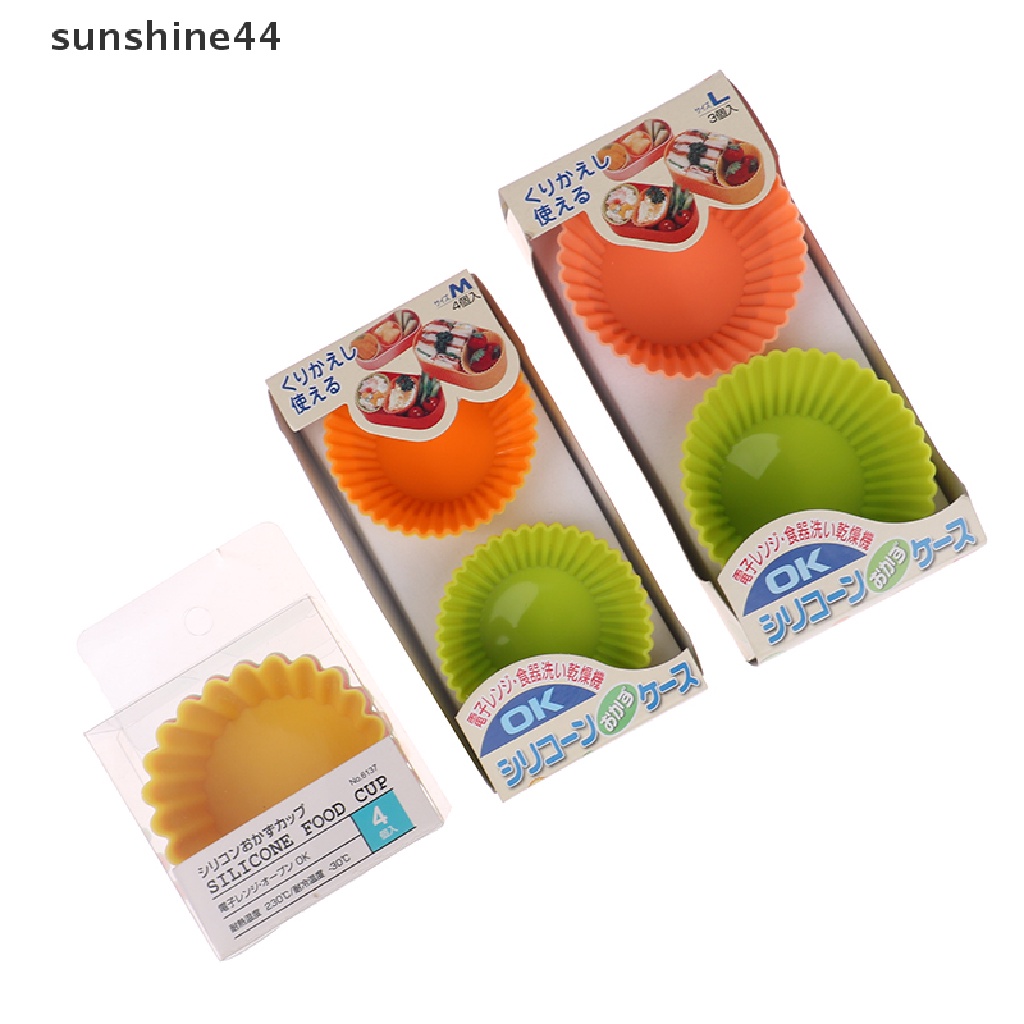 Sunshine 3 / 4Pcs Piring Makan Bento Bahan Silikon Tahan Panas Reusable