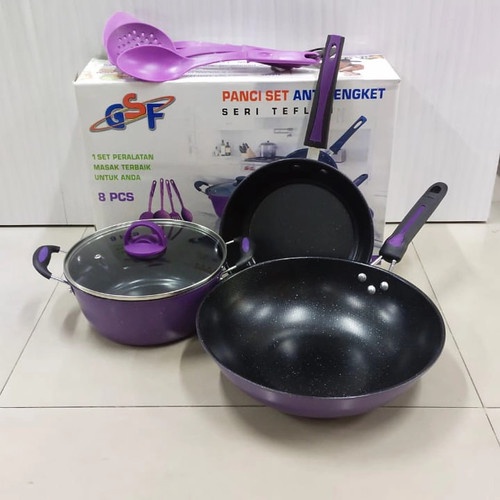 Panci Set Tutup Kaca Panci set GSF 8 pcs teflon series G-2529 MURAH Bisa