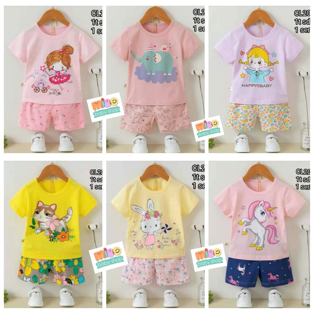 Catell Love Setelan Pendek Anak Perempuan girl Baju stelan santai anak cewek baju rumahan