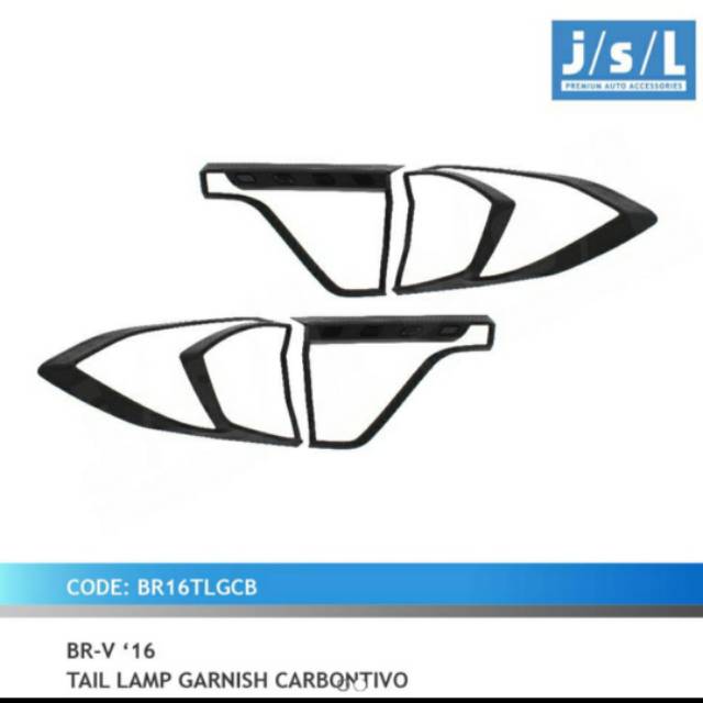 Garnish lampu belakang BRV/ tail lamp garnish Hitam Chrome Carbon jsl