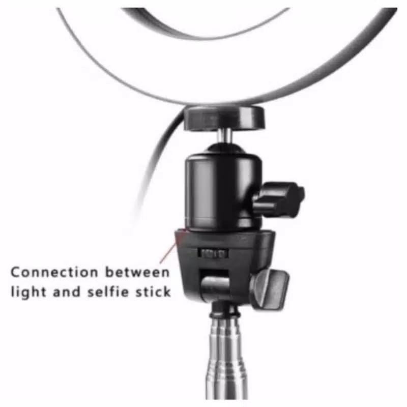 &lt;^ SJA ^&gt;Paket Tripod 100cm + Lampu Ring Light LED 26 cm - 3110-SILVER