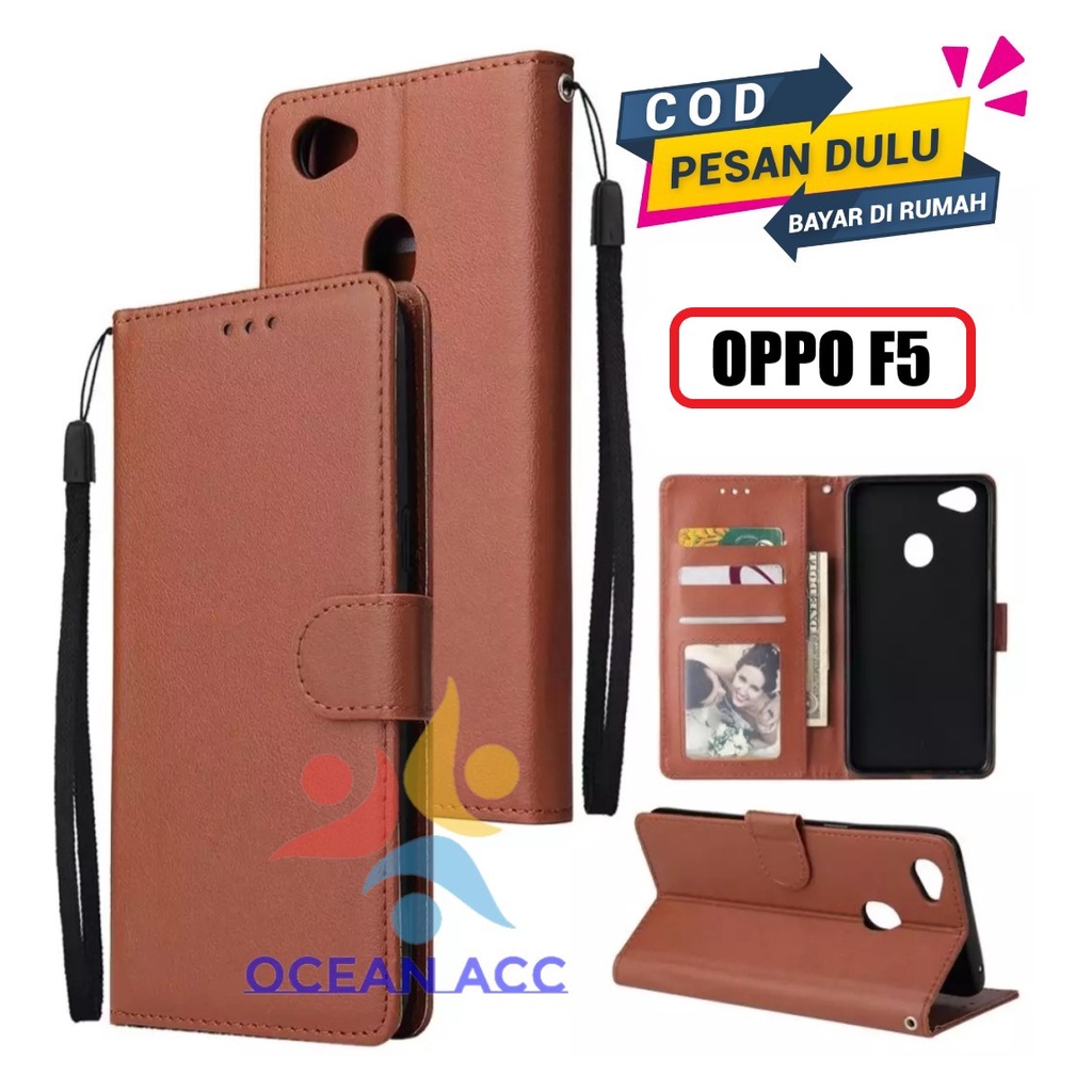 DOMPET HP UNTUK OPPO F5 LEATHER FLIP CASE OPPO F5