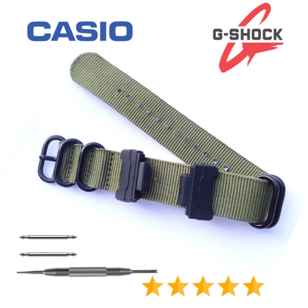 STRAP TALI JAM TANGAN CANVAS G-SHOCK ADAPTER HIJAU ARMY