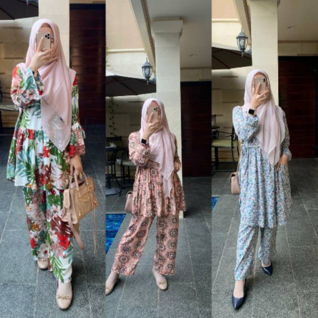 ONE SET SETELAN BUSUI BAJU MENYUSUI RAYON PIYAMA  RAYON 