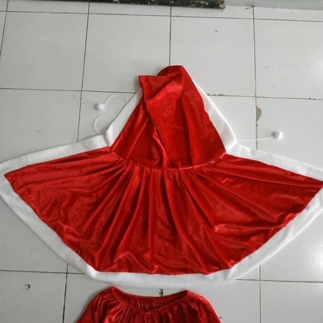 kostum natal santarina velvet christmas skirt