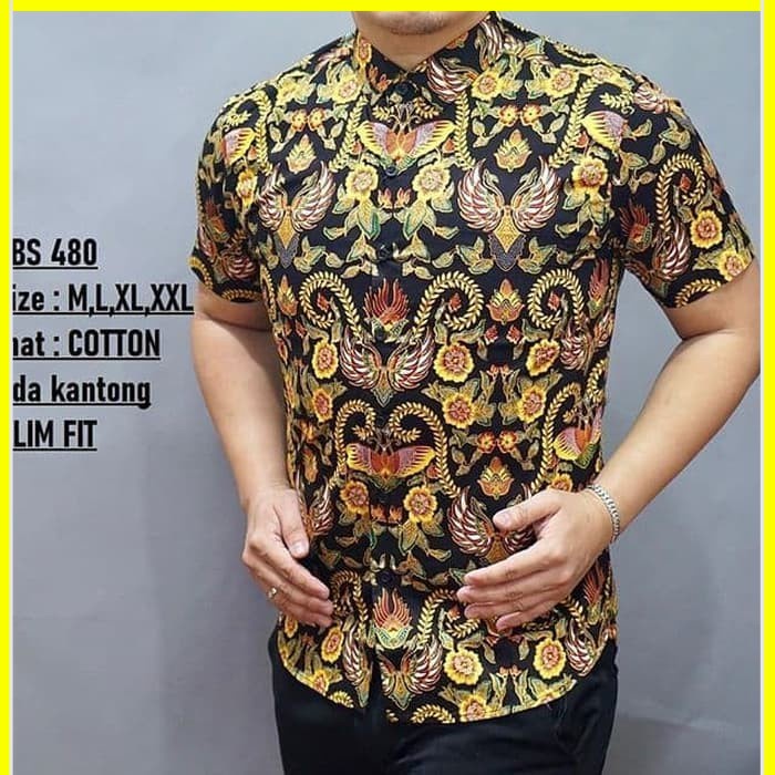 KEMEJA PRIA BATIK LENGAN PENDEK HEM BAHAN KATUN HALUS 40S LBS 480 MEWAH PREMIUM BAJU ELEGANT SIZE M L XL  SKU MS PENDEK JAKARTA PLATINUM