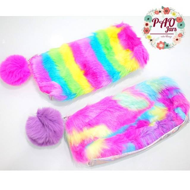 Tempat pensil unicorn / tempat pensil anak / tempat pensil pelangi / tempat pensil bulu