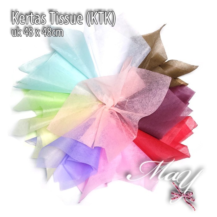 

38 lbr Kertas Tissue uk 48x48cm Flower Wrapping Cotton Paper Tipis