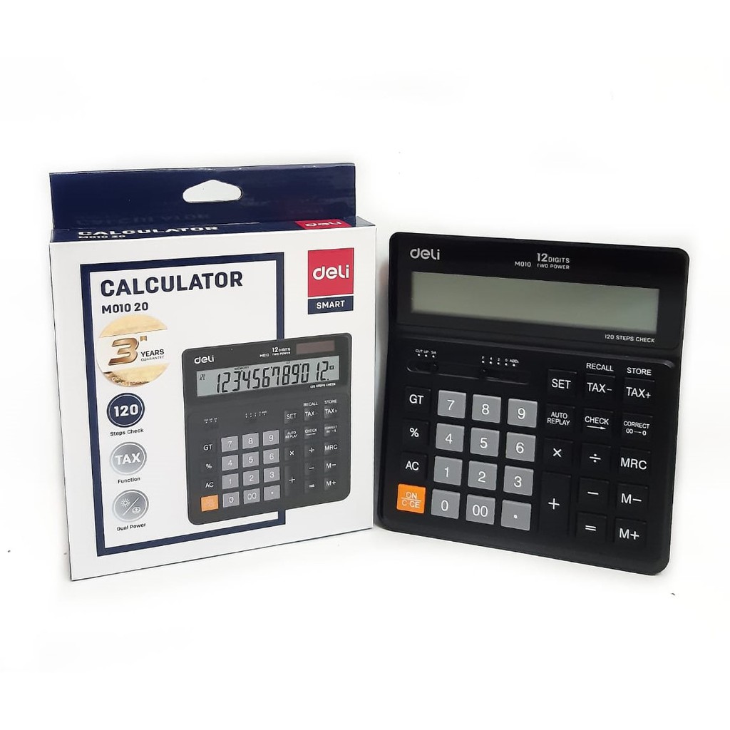 KALKULATOR DAGANG 12 DIGIT DELI M010 20 TAX CHECK CORRECT DESKTOP CALCULATOR