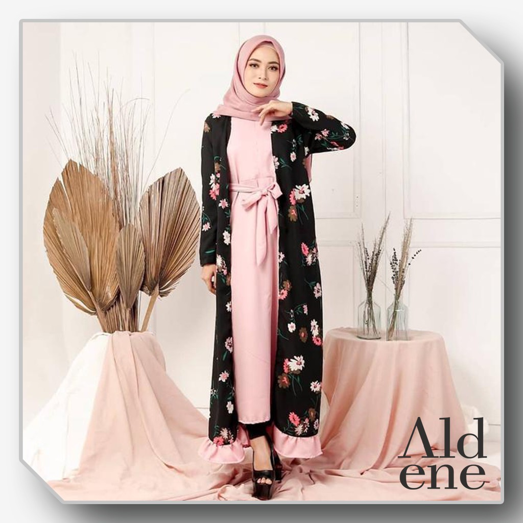 GAMIS SARFA - Dress Wanita Motif Bunga - SAR SABYAN MAXY BLACK
