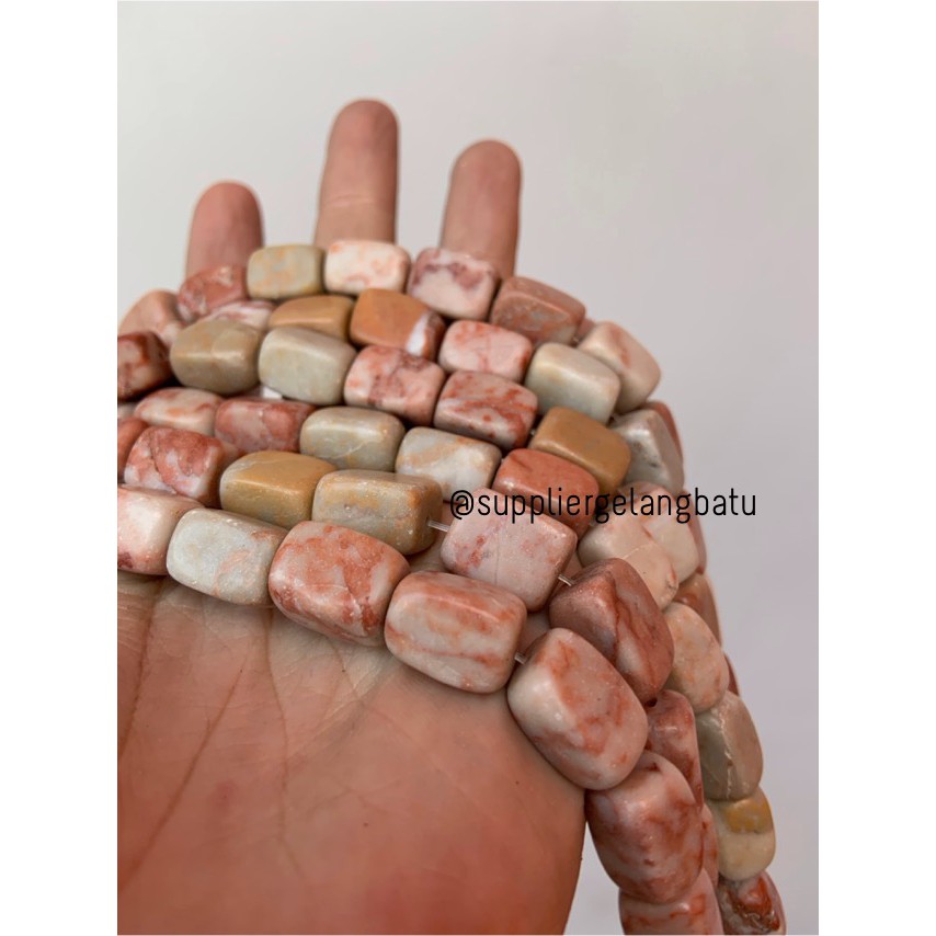 manik Batu alam soft white jasper 15 x 10mm bongkah bahan doff grade a