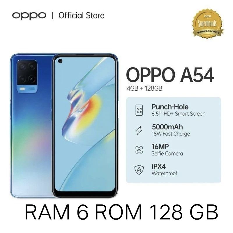 OPPO A54 RAM 6/ 128GB GARANSI RESMI .BANYAK BONUSS