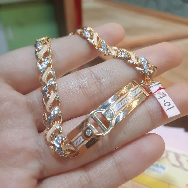 gelang sisik naga dimensi flat emas 375 asli