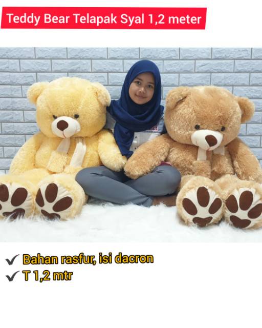 Boneka Tedy Bear Jumbo Syal Telapak 1,2 meter Berlabel SNI