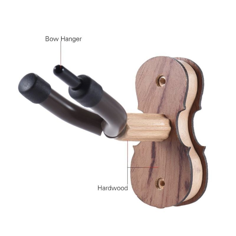 Hanger Violin / Gantungan Biola Kayu dengan Dudukan Busur untuk Pemasangan di Dinding Rumah / Studio