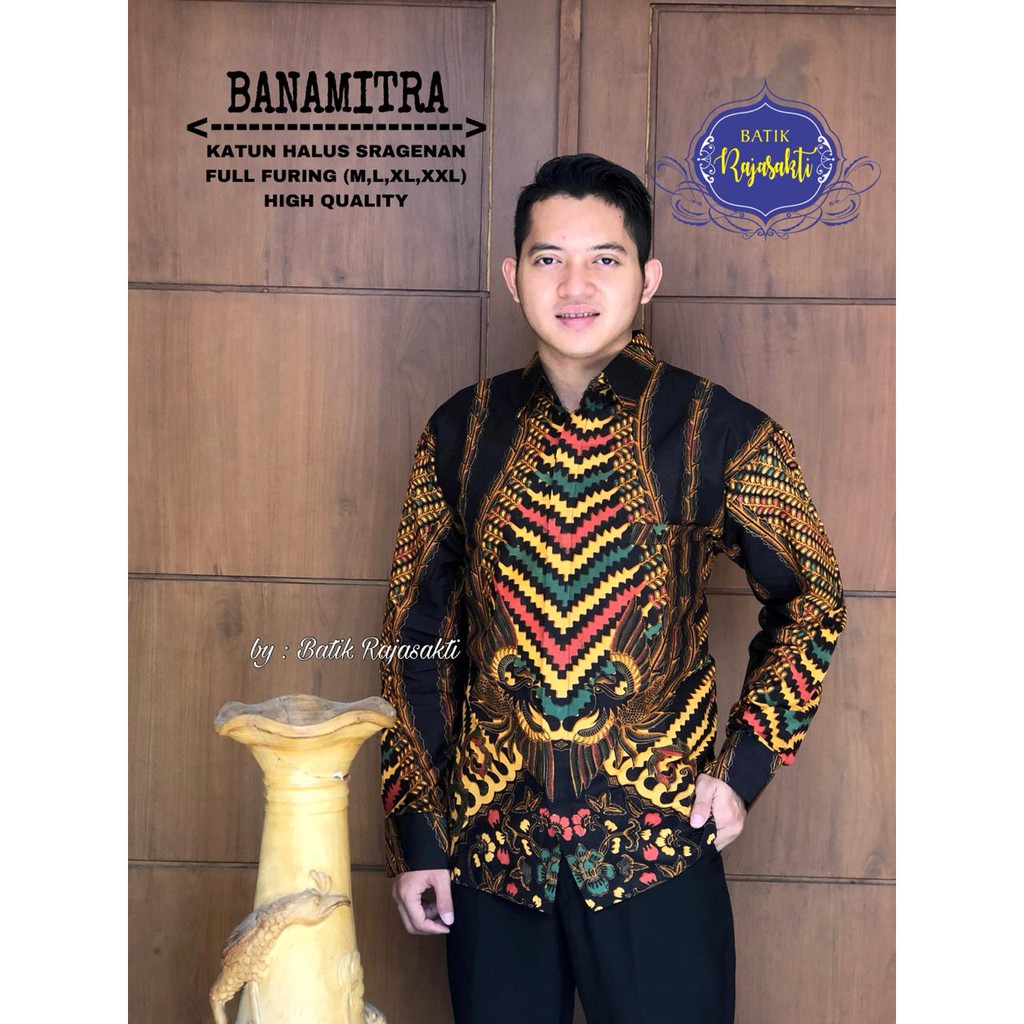 BANAMITRA RAJASAKTI KEMEJA BATIK SOLO PRIA LENGAN PANJANG LAPIS FURING ATASAN BATIK PREMIUM MODERN KATUN HALUS BAHUWIRYA  BANAMITRA BANAMITRA PUTIH BANGSAWAN BAYU PUTRA BERLIAN BIRU BHARATAYUDA BIMASENA BIRENDRA BIRU INDAH BRAHMAKERTA BRAHMAKERTA MERAH