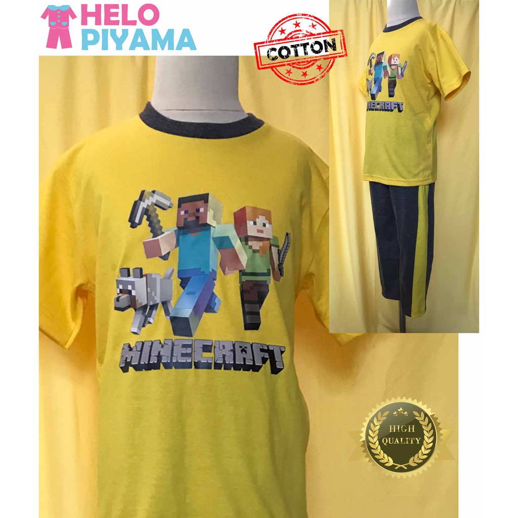 Helo Piyama - Baju Tidur Stelan Kaos Anak Cowok Minecraft DP