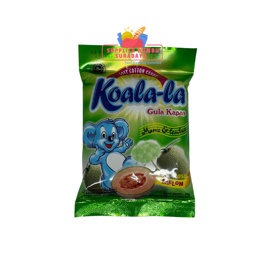 Koala La Koalala Soft Cotton Candy Permen Gula Kapas Melon Apple Orange Lemon Strawberry Blueberry 10g