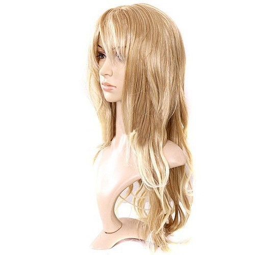 Wig Rambut Palsu Wanita Poni Panjang Ikal blonde pirang tebal bagus