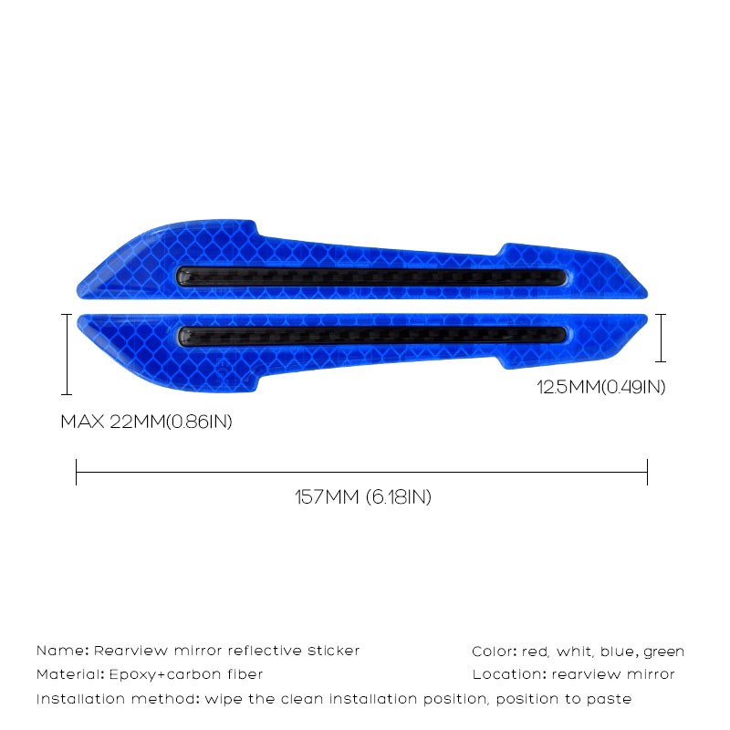 2pc Stiker Kaca Spion Mobil Reflektif Bumper Warning Reflektif Strip Stiker Anti Air Anti-Tabrakan Safety Door Sticker Safety Strip Hias
