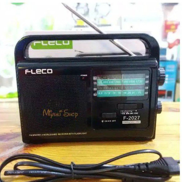 Bisa COD!!! Radio Portabel FM AM SW Bisa Earphone Headshet Handsfree Speaker Aktif RADIO FLECO F-2027 Extra Bass